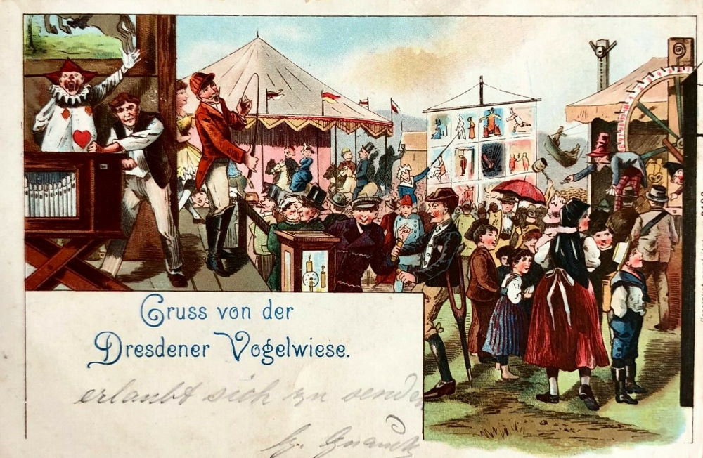 Gruß von der Vogelwiese - Karikatur (->z01)  Dresden